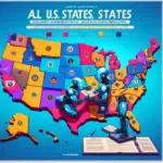 "Map of the United States highlighting states that introduced AI-related legislation in 2025, with details on the 30-plus states that enacted measures to regulate and promote artificial intelligence."